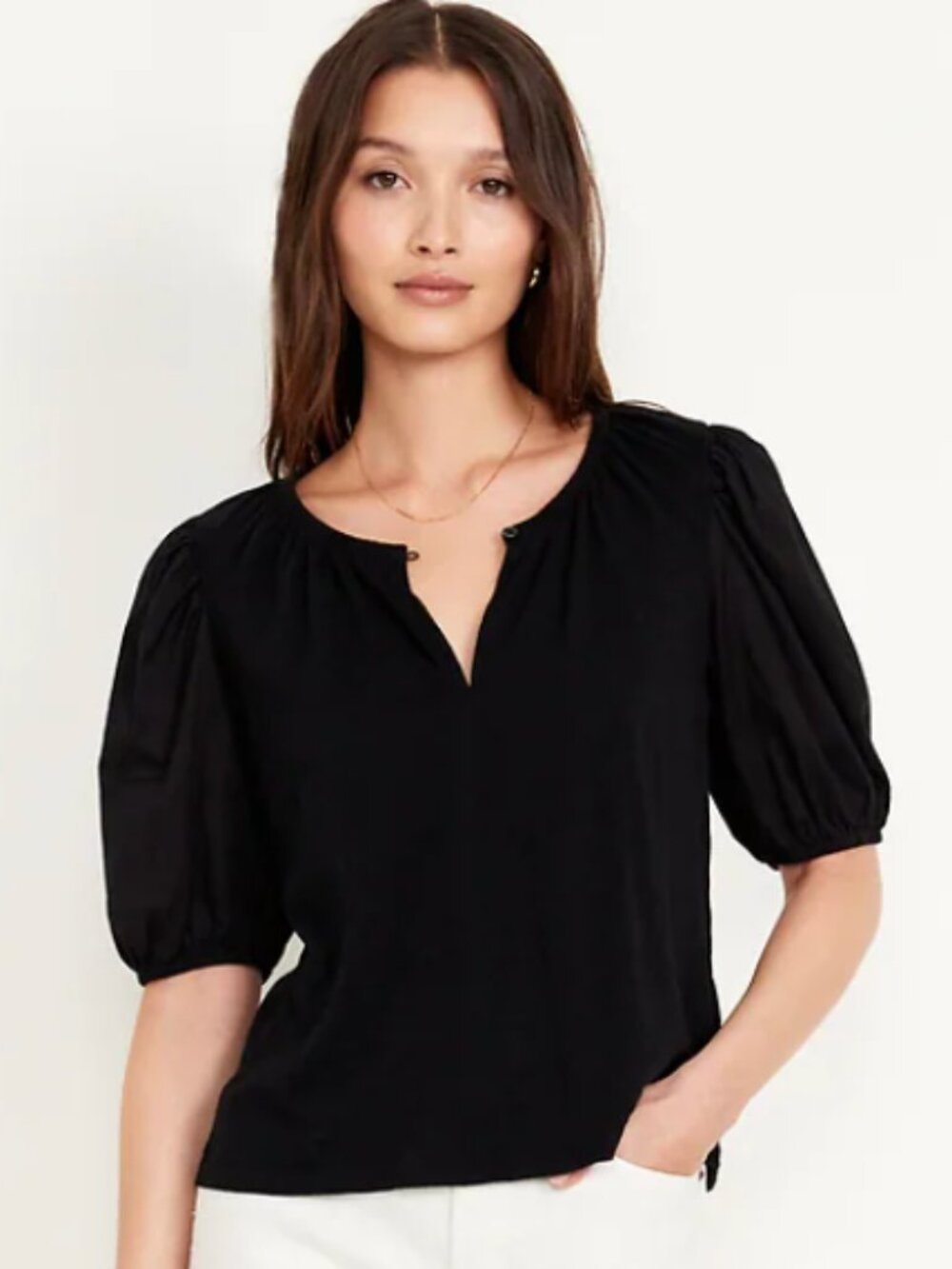 Old Navy Black Puff Sleeve Shirt XS